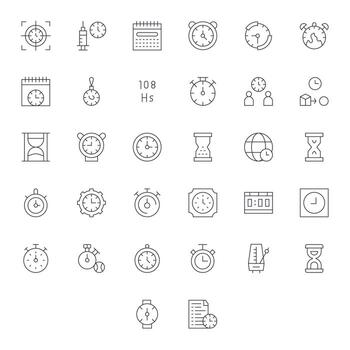 sincronización icono conjunto con 32 Delgado línea 256x256 píxel alineado gráficos vector