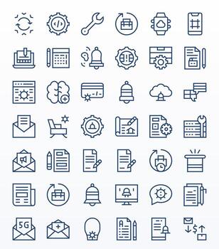 42 Regular Line Pixel Optimized Icons crafted for Update High Resolution applications vector