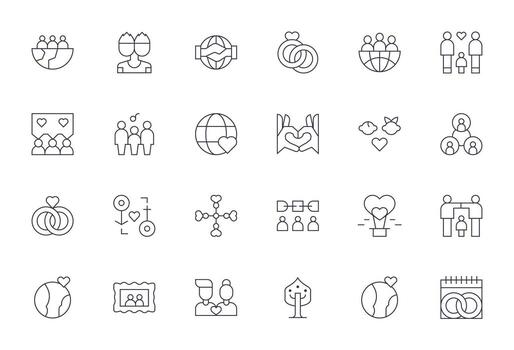 24 Pixel Optimized Thin Line Icons from Togetherness Collection vector