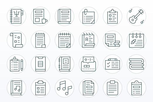 24 128x128 Thin Line Icons for Notes with Editable precision vector