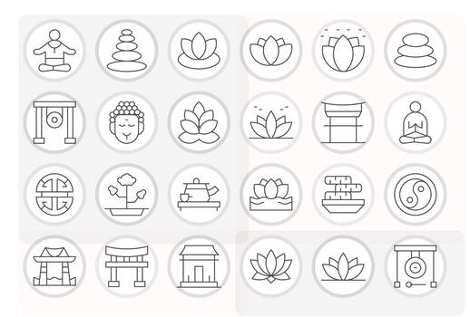 zen exhaustivo haz con 24 monitor Perfecto Delgado línea 256x256 íconos vector