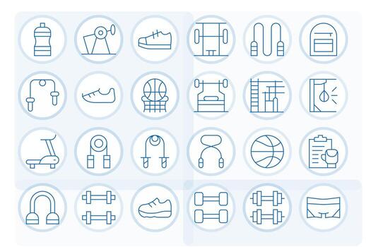 24 Pixel Optimized Thin Line Icons designed for Gym Interface vector