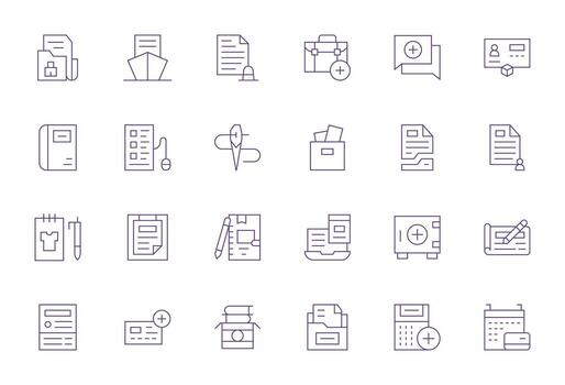 24 píxel alineado 256x256 íconos para Mantenimiento de registros en elegante Delgado línea diseño vector