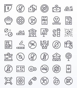 42 regular línea íconos para prohibido en crujiente retina Listo editable resolución vector