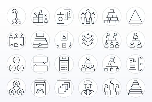 Hierarchy Graphics featuring 24 Thin Line Pixel Optimized 256x256 Designs vector