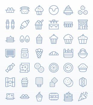 Bakery Display Perfect Set with 42 High Resolution Regular Line Icons vector