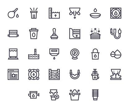 28 Bold Line Grid Fitted Vectors for Overflow Theme