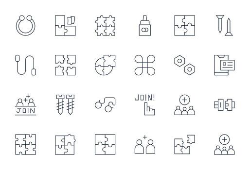 Join Grid Fitted Set with 24 High Resolution Thin Line Icons vector