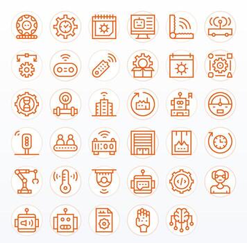 Regular Line Style Automation Icons with 35 256x256 Grid Fitted Designs vector