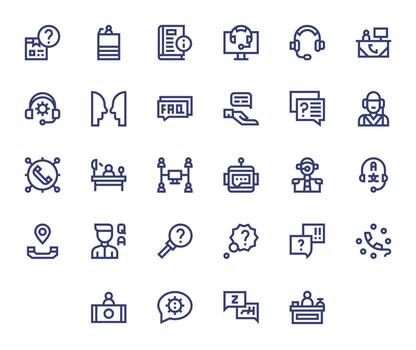 mesa de ayuda diseño íconos presentando 28 píxel optimizado negrita línea estilo vector