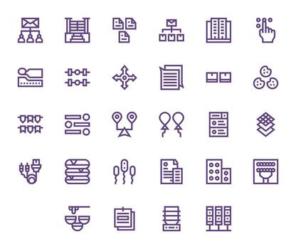 28 Grid Fitted Bold Line Icons from Multiple Collection vector