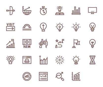 Progress Indicator Icon Set with 28 Bold Line 128x128 Editable Graphics vector