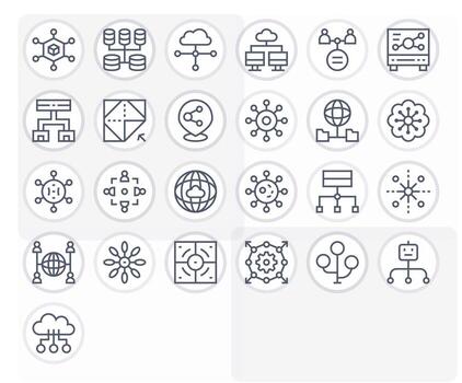 repartido editable conjunto con 25 retina Listo regular línea íconos vector