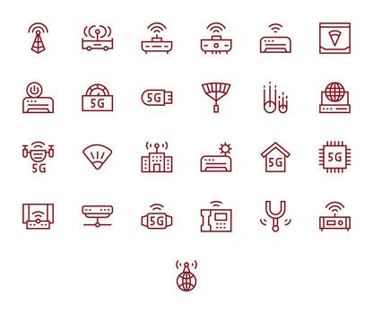 módem exhaustivo haz con 25 píxel optimizado regular línea 128x128 íconos vector