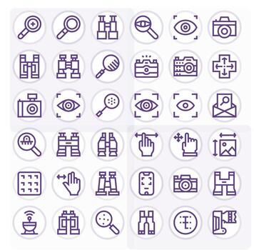 36 píxel alineado alto resolución íconos para enfocar en elegante negrita línea diseño vector