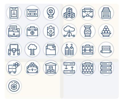 Storage Icon Library with 25 Regular Line High Resolution Pixel Aligned Designs vector