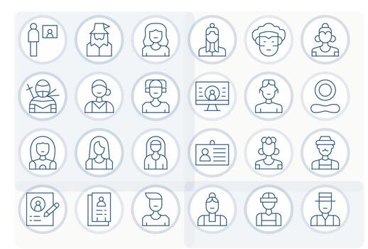 24 64 x 64 Delgado línea íconos optimizado para perfil imagen píxel alineado monitor vector