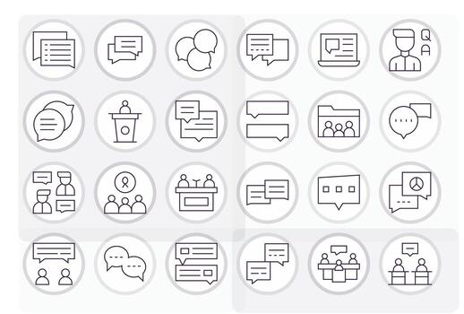 24 píxel optimizado Delgado línea íconos desde foro colección vector