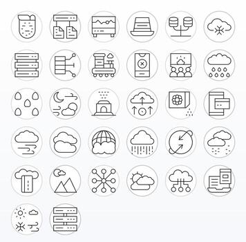 32 Delgado línea píxel optimizado íconos hecho a mano para nube retina Listo aplicaciones vector