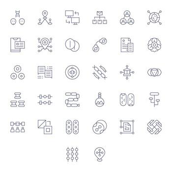 32 vinculado píxel alineado íconos en 128x128 Delgado línea estético vector