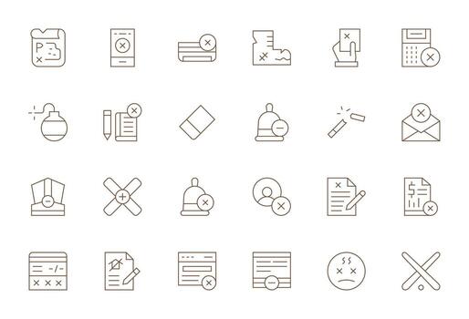 Cancel Design Icons featuring 24 PIXEL Perfect Thin Line Style vector