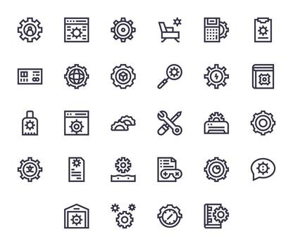 28 monitor Perfecto negrita línea íconos desde configuración colección vector