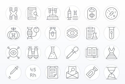 24 Thin Line Icons from Research in 256x256 Pixel Optimized Quality vector