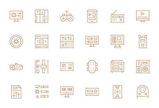 Controls 256x256 Icon Pack with 24 Thin Line Editable Elements vector