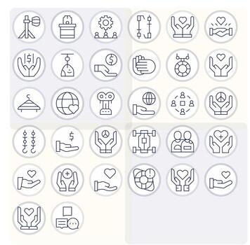 32 Thin Line Icons designed for Support System in 256x256 Pixel Optimized format vector