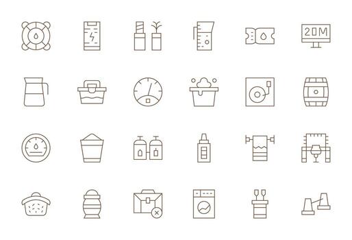 24 Thin Line Pixel Aligned Icons crafted for Capacity High Resolution applications vector
