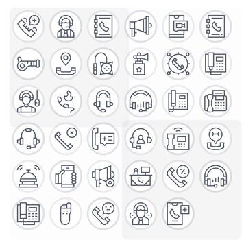 35 PIXEL Perfect Regular Line Icons designed for Call Interface vector