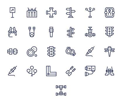 25 Regular Line Icons from Junction in 128x128 Pixel Aligned Quality vector