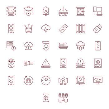 Thin Line PIXEL Perfect Icons from Backup Set with 32 128x128 Icons vector