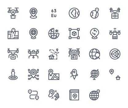 Mapping Graphics featuring 28 Bold Line Editable 128x128 Designs vector