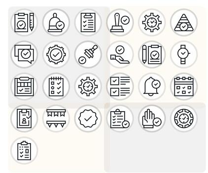 Done Design Icons featuring 25 Pixel Optimized Regular Line Style vector