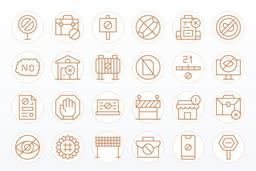 24 128x128 Pixel Optimized Icons for No Access in Thin Line Theme vector