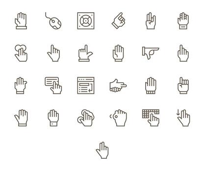 Cursor Editable Set with 25 64x64 Regular Line Icons vector