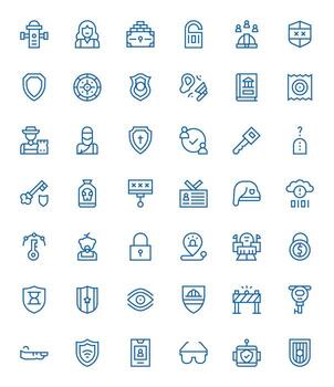 seguridad profesional conjunto con 42 regular línea píxel optimizado 64 x 64 íconos vector