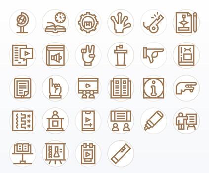 28 alto resolución negrita línea cuadrícula equipado íconos para instructivo proyectos vector