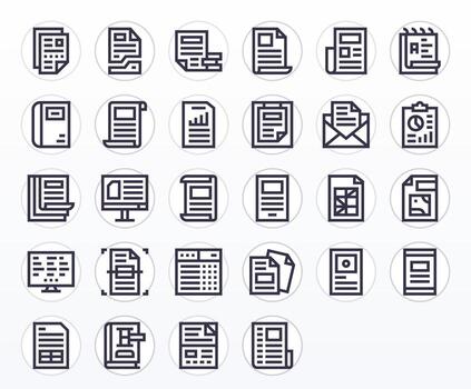Bold Line Pixel Optimized Icons from Excel Set with 28 128x128 Icons vector