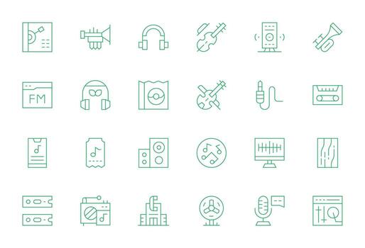 Sound featuring 24 High Resolution Icons in Thin Line Design vector