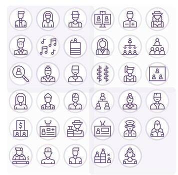 35 128x128 Regular Line Icons optimized for Staff Display Perfect display vector