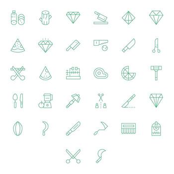 32 Delgado línea píxel optimizado íconos a la medida para cortar 256x256 interfaz vector