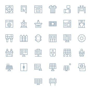 32 256x256 Thin Line Icons optimized for Panel Pixel Aligned display vector