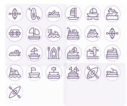 Watercraft Complete Package with 25 Retina Ready Regular Line Pixel Optimized Icons vector
