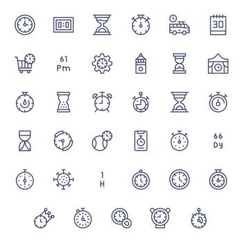 35 Regular Line Display Perfect Icons tailored for Countdown 64x64 interface vector