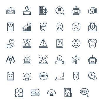 35 Regular Line Pixel Aligned Icons tailored for Problem 128x128 interface vector