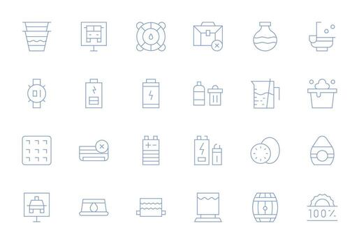 Full Scalable Set featuring 24 Grid Fitted Thin Line 128x128 Icons vector