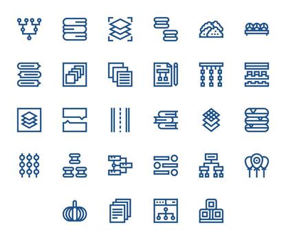 Grouping Icon Set with 28 Bold Line High Resolution Pixel Aligned Graphics vector