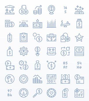 42 256x256 Regular Line Icons optimized for Value PIXEL Perfect display vector